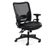 Ergonomic Chair with Leather Seat and Mesh Back
