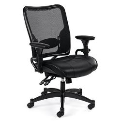 Ergonomic Chair with Leather Seat and Mesh Back