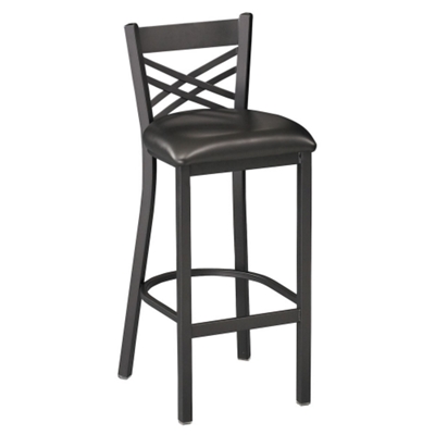 Cross-Back Stool with Black Frame