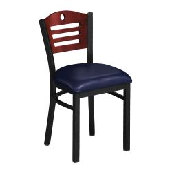 Designer-Back Chair with Wood Back and Black Frame