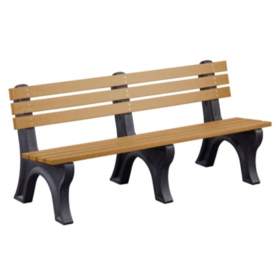 Recycled Plastic Outdoor Economy Bench with Back 6'