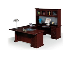 Heritage Hill Executive U-Shaped Desk with Hutch - 70" W