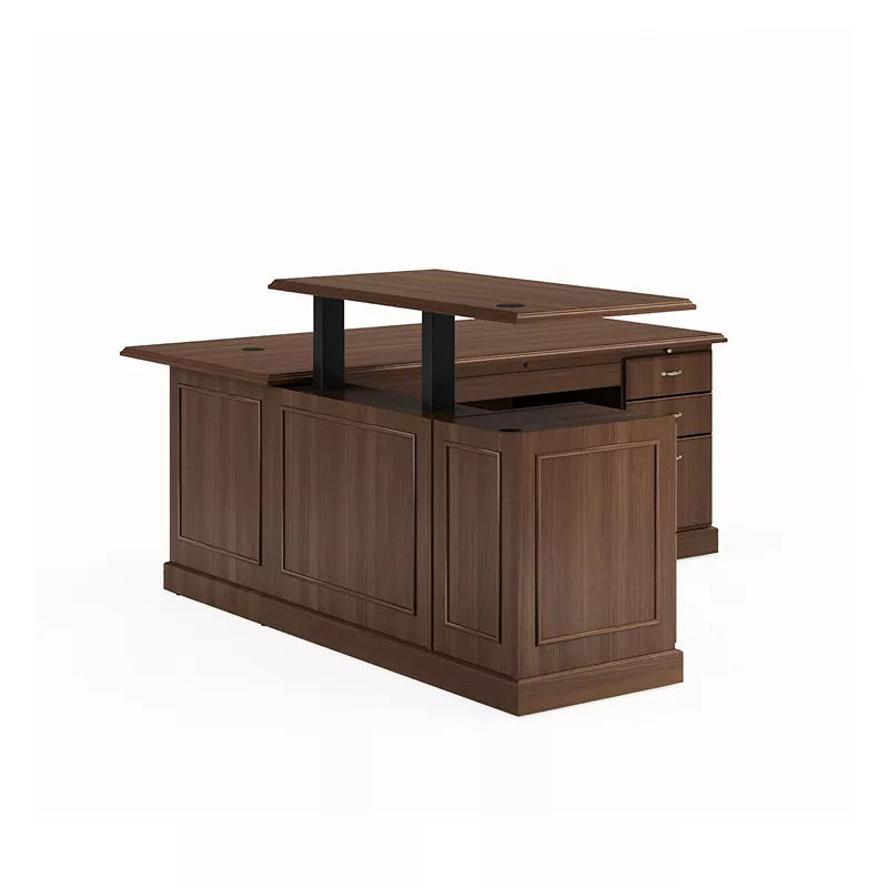 Height adjustable office sets and suites.