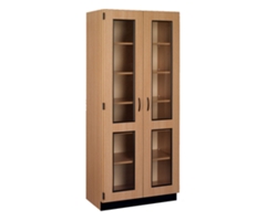 Glass Double Doored Laminate Storage Cabinet with Lock