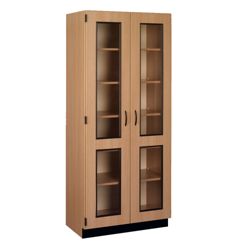 Glass Double Doored Laminate Storage Cabinet with Lock