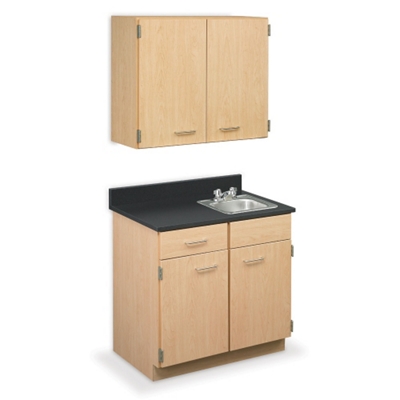 Cabinet with Right Hand Sink and Wall Cabinet - 36"W
