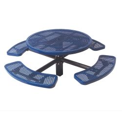 Round Perforated Picnic Table with In-Ground Mount