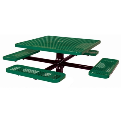 Square Perforated Picnic Table with In-ground Mount