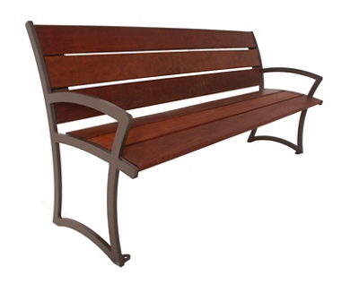 Wood Slat Bench with Back - 8 ft