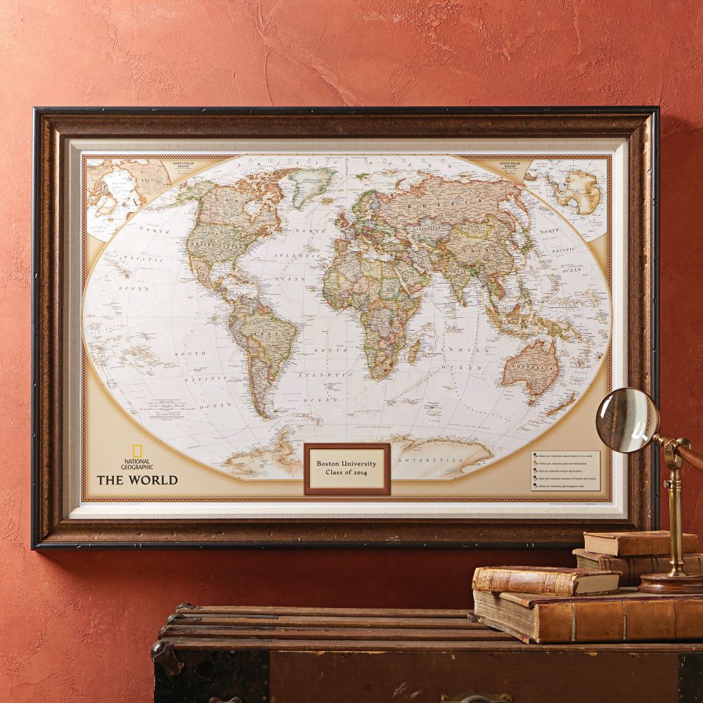 Framed Map Of The World