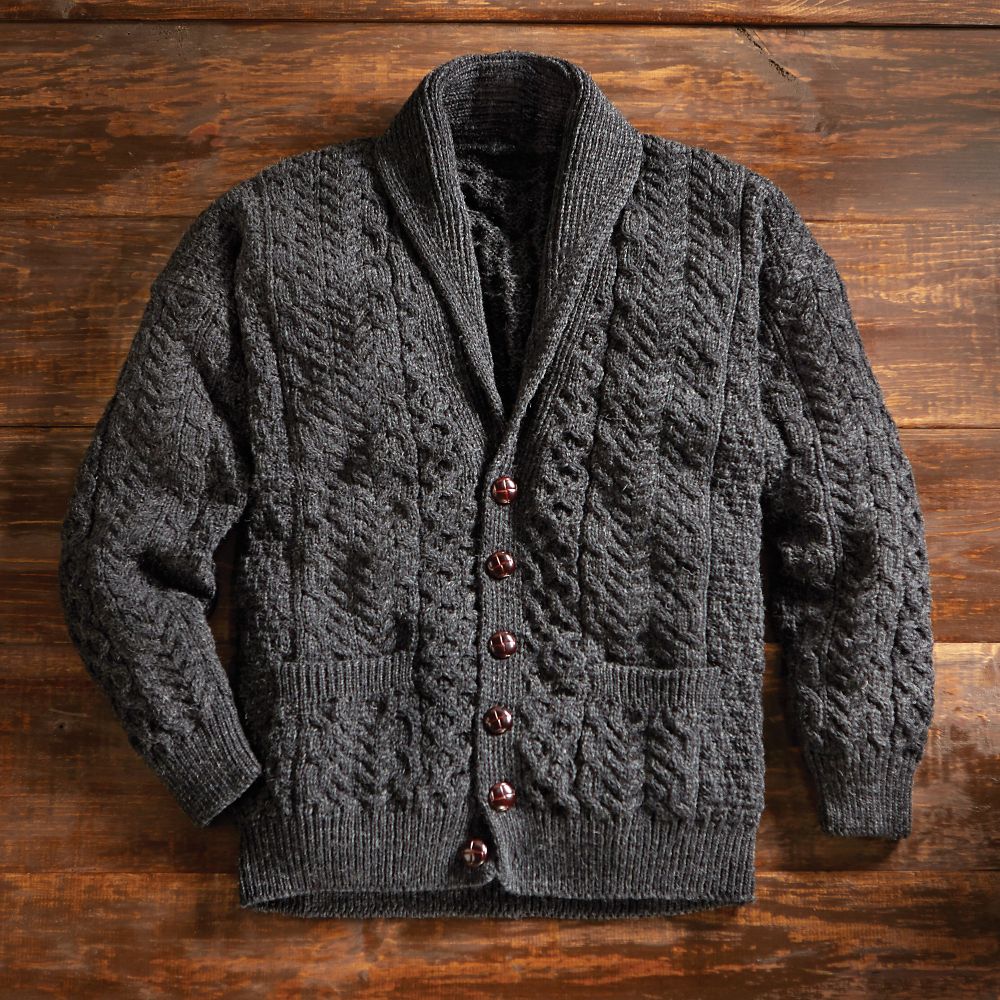 Men's Aran Shawl-collar Cardigan - National Geographic Store