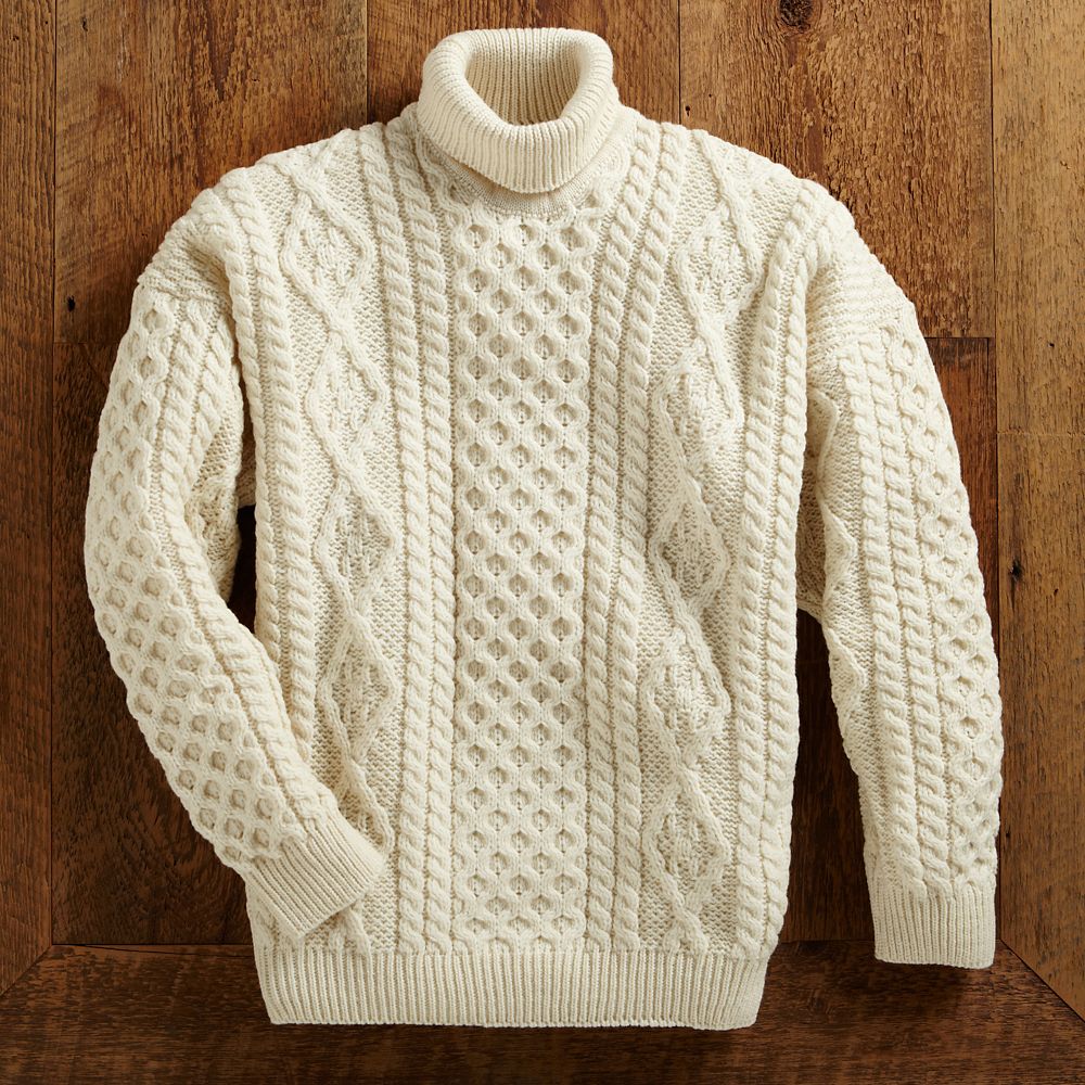 Men's Irish Aran Turtleneck Sweater - National Geographic Store