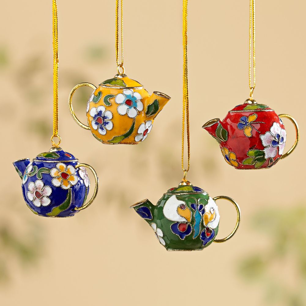 Cloisonné Teapot Ornaments Set of 4 National Geographic Store