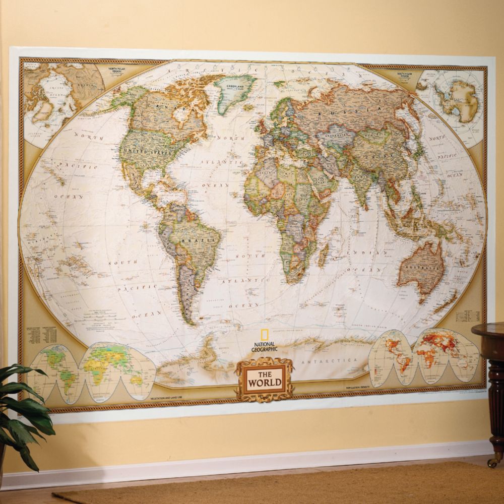 World Executive Wall  Map  Mural National Geographic Store
