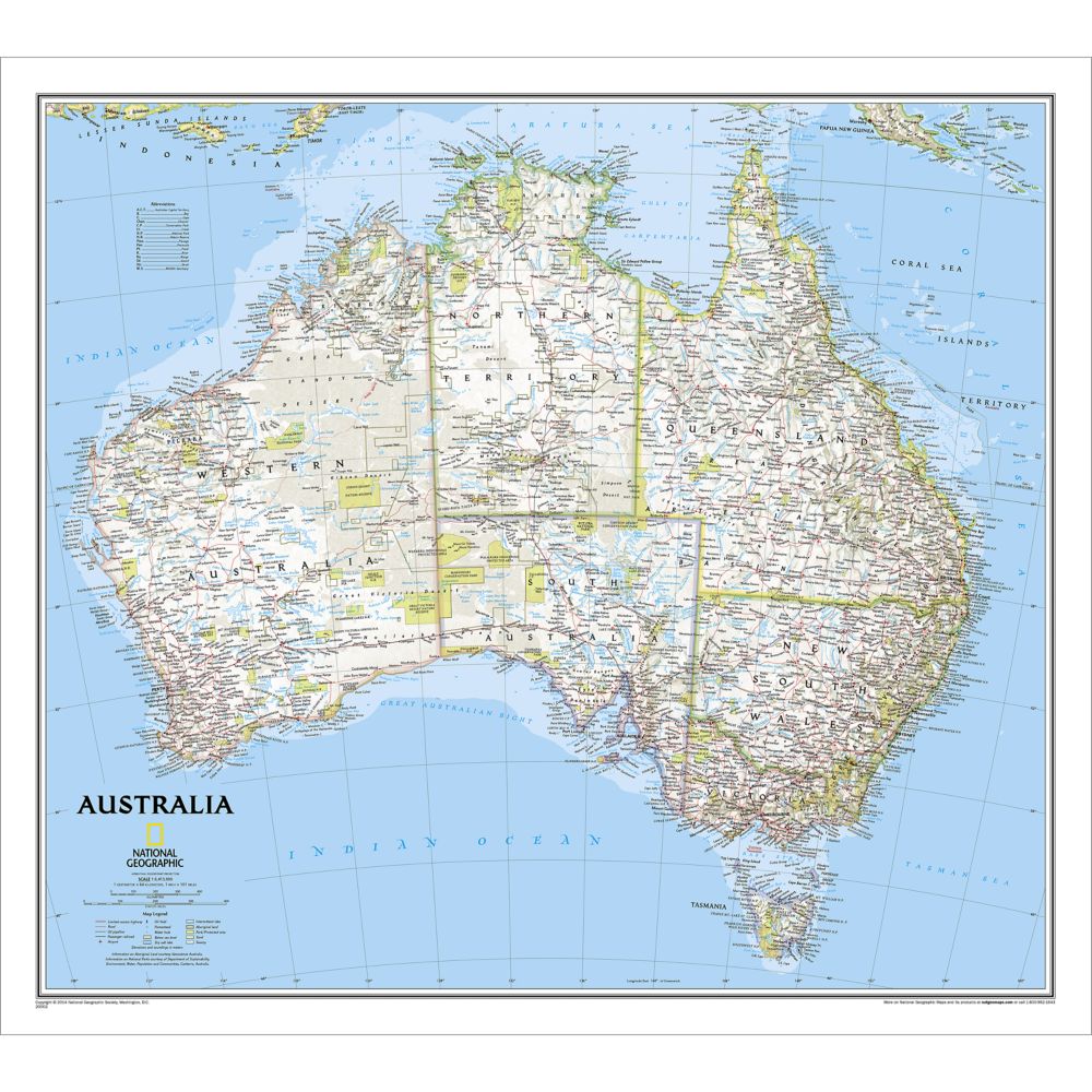 Australia Classic Wall Map, Laminated National Geographic Store