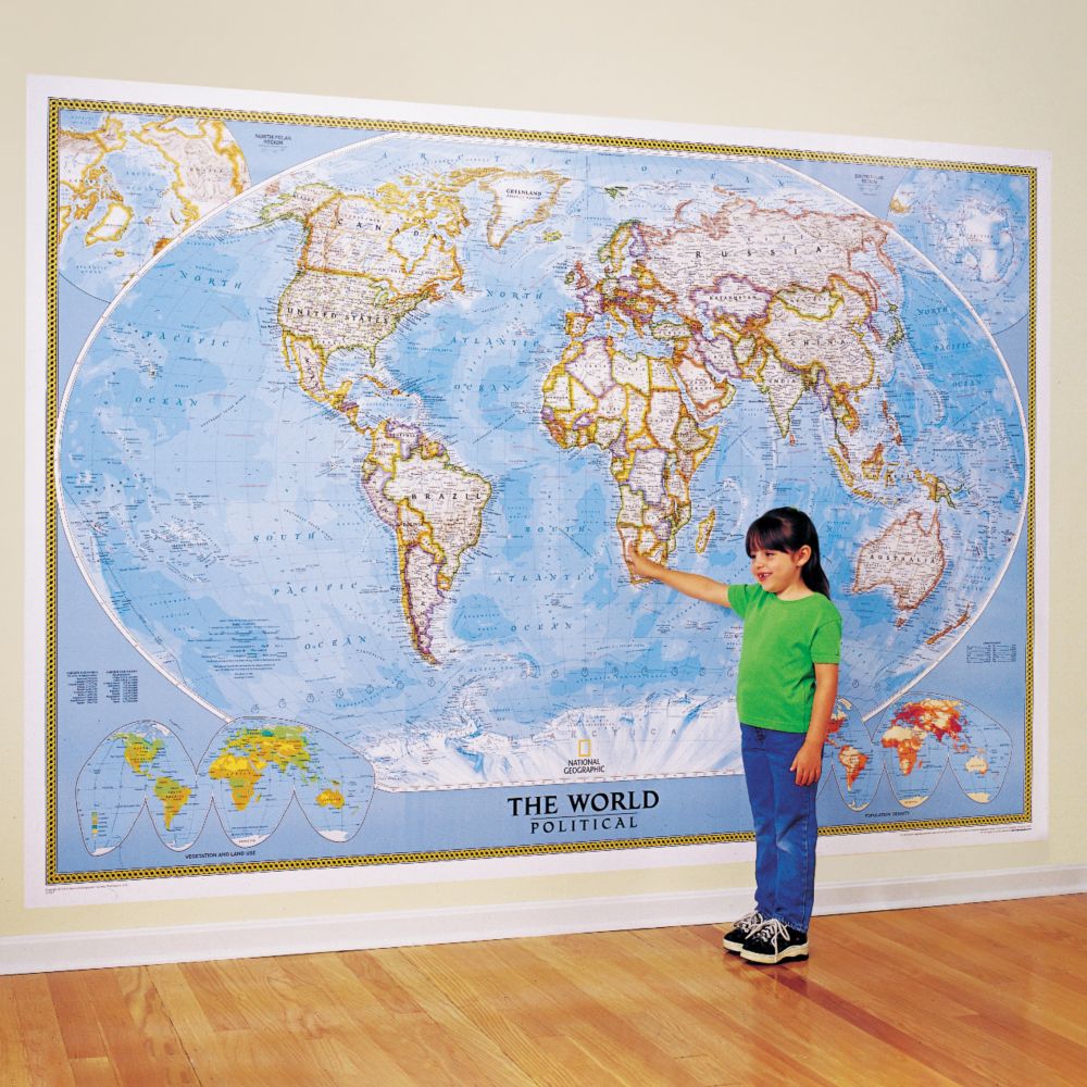 World Classic Elite Wall Map Poster - 48" X 78" Large Political Map For Home Or Office