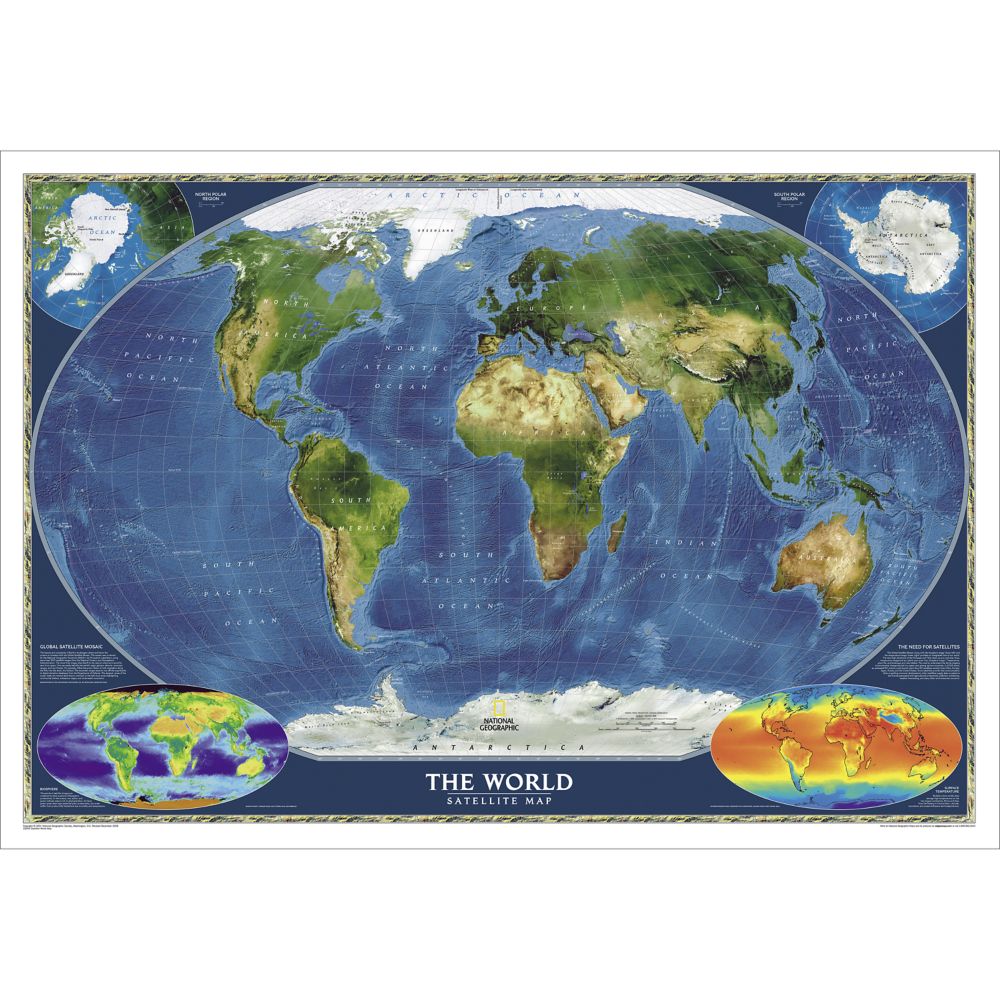 World Satellite Wall Map Laminated National Geographic