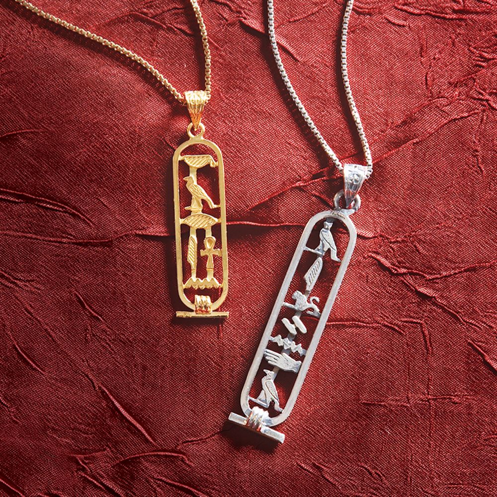 Personalized Egyptian Cartouche Pendant - Silver - National Geographic ...