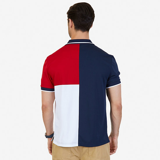 Classic Fit Pieced Color Blocked Performance Polo Shirt Nautica