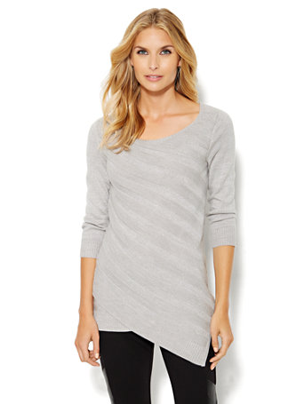 NY&C: Asymmetrical-Hem Metallic Sweater