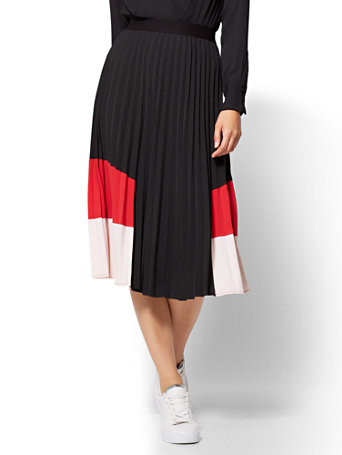 NY&C Colorblock Pleated Skirt