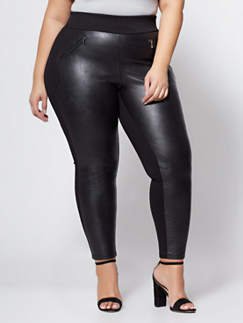 Plus Size Good Form - Faux-Leather Ponte Pants | Fashion To Figure | FTF