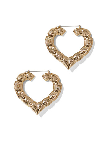 NY&C: Heart-Shaped Bamboo Hoop Earring NY&C: Heart-Shaped Bamboo Hoop Earring