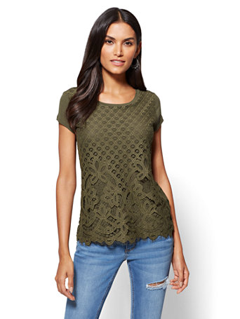 NY&C: Lace-Overlay T-Shirt