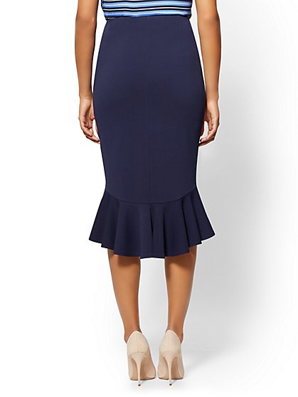 Ny C 7th Avenue Navy Blue Flounced Pull On Pencil Skirt All Ny C 7th Avenue Navy Blue Flounced Pull On Pencil Skirt All Season Stretch