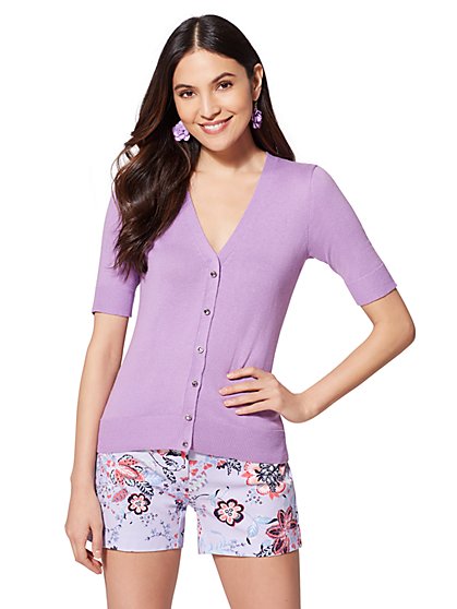 Cardigans for Women | New York & Company | Free Shipping* 7th Avenue - V-Neck Jeweled-Button Chelsea Cardigan - New York & Company ...