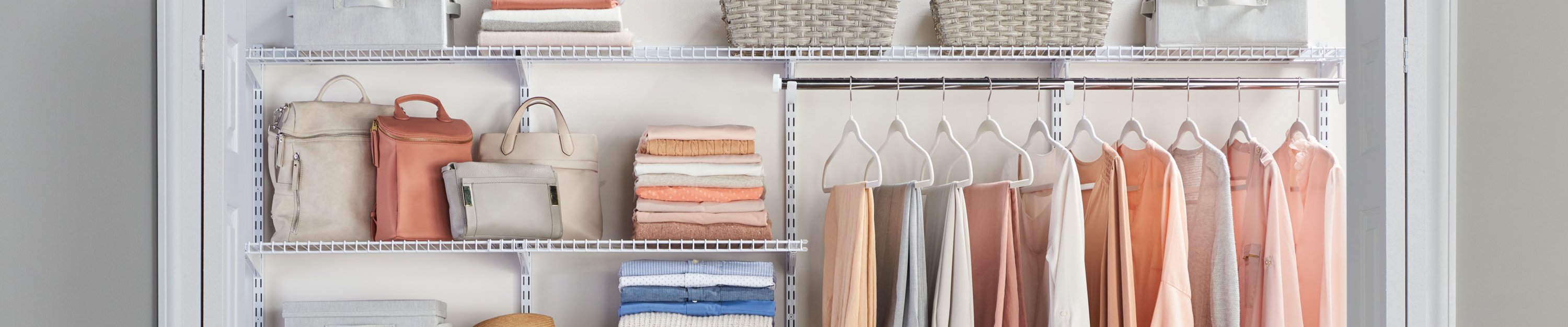 Expandable Linen Closet Organizer Kit, White - 4 Shelves