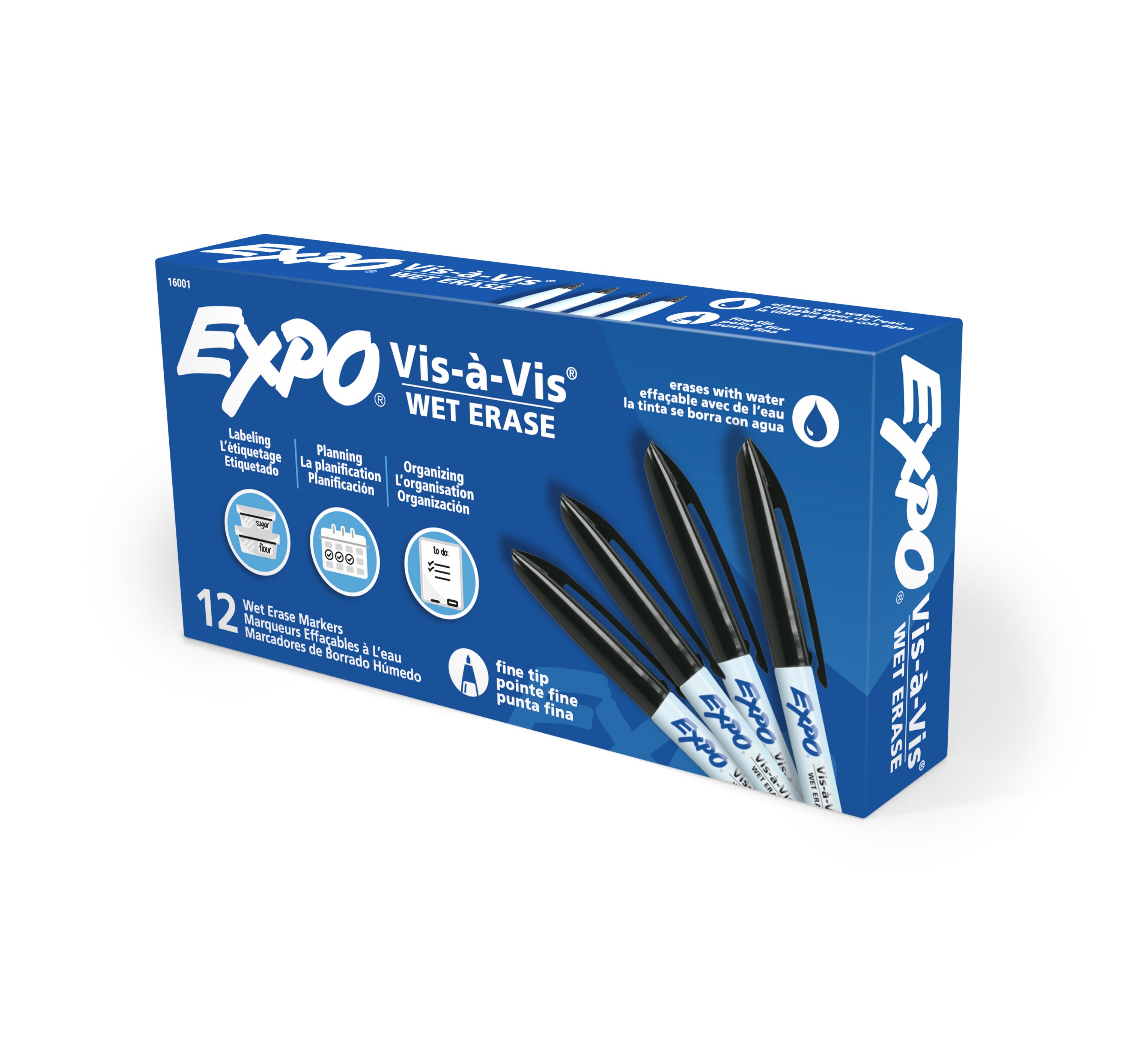 Lot De 2 Packs De Marqueurs Effaçables EXPO - 12 Marqueurs à Pointe Fine, Faible Odeur
