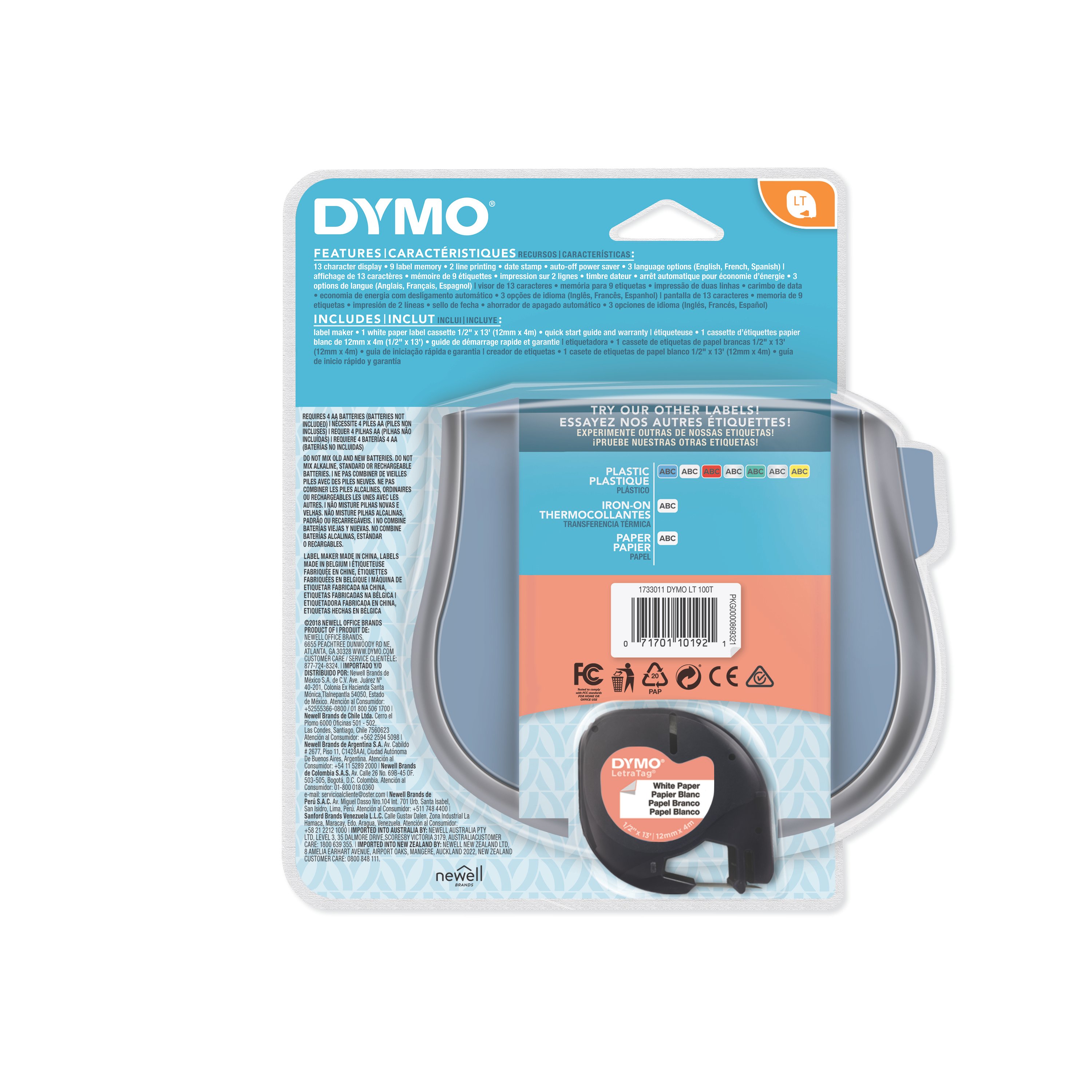 Dymo Letratag Label Maker Lt100h Blue