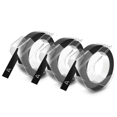 DYMO® Original Prägeband-StarterSet für OMEGA und JUNIOR, Plastik, 3 x glänzend schwarz