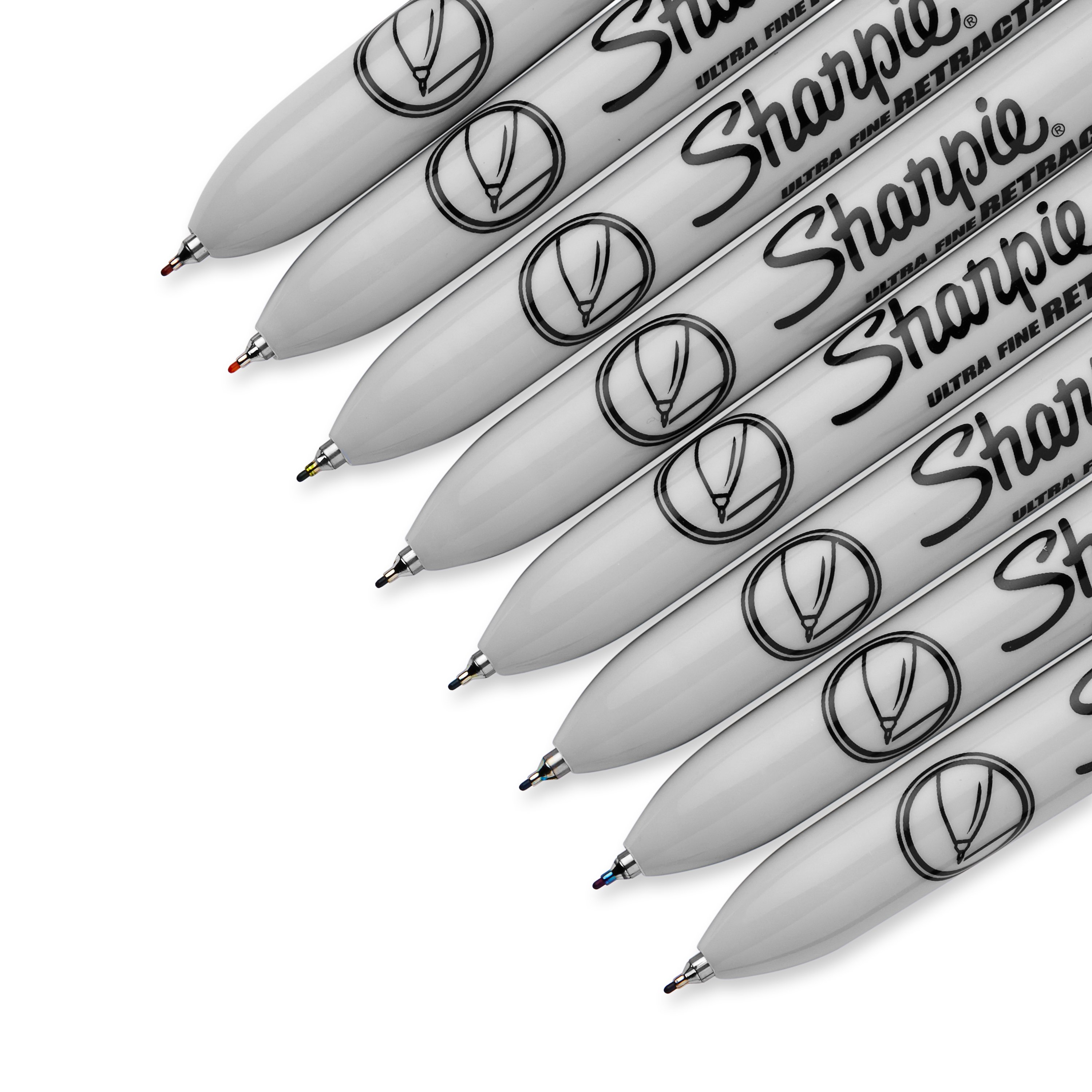 Retractable original SHARPIES-clicks like a pen, writes like a Sharpie,  $1.65 each.