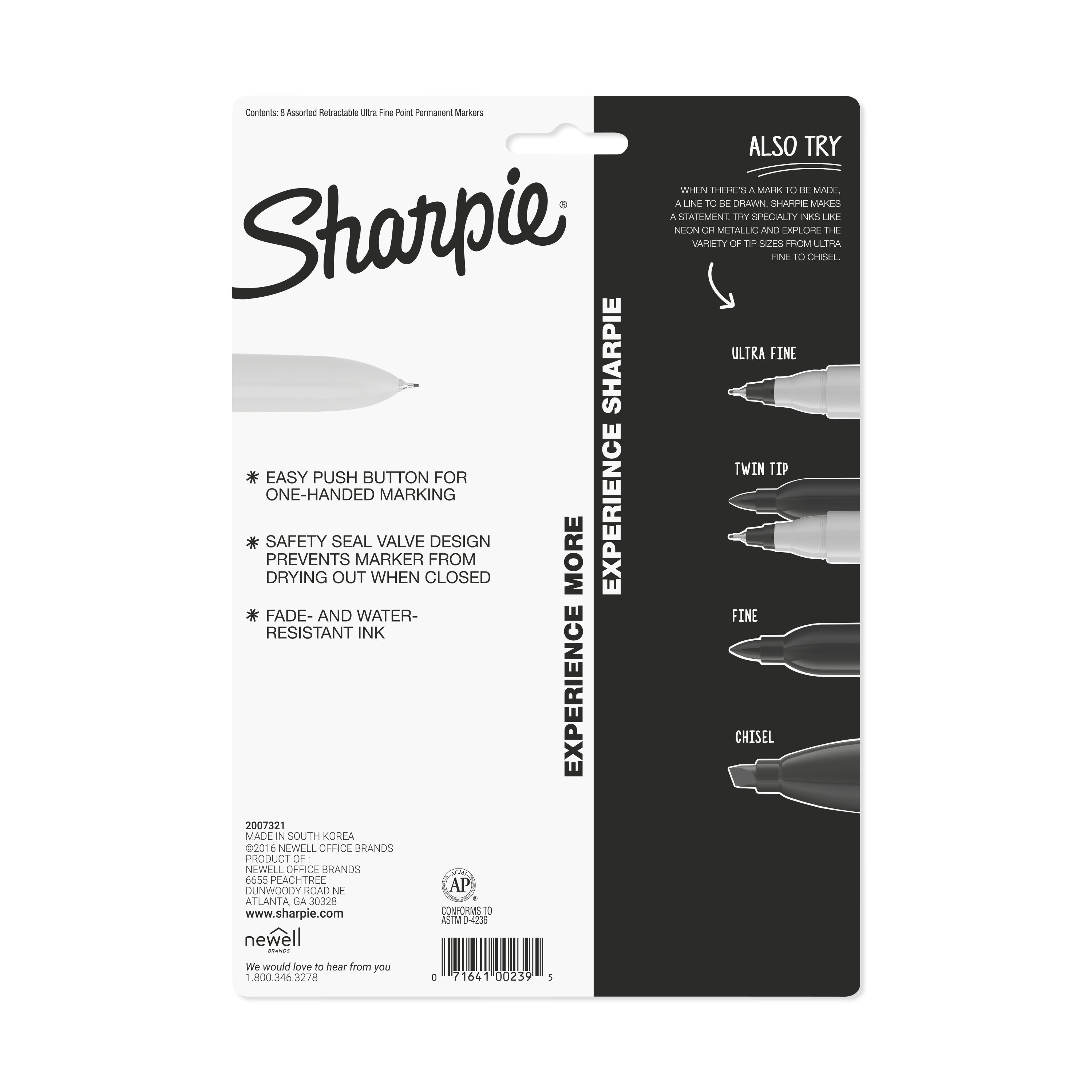  SHARPIE 1735794 Retractable Permanent Marker Ultra Fine Tip  Black Blue Red 3/Set : Office Products