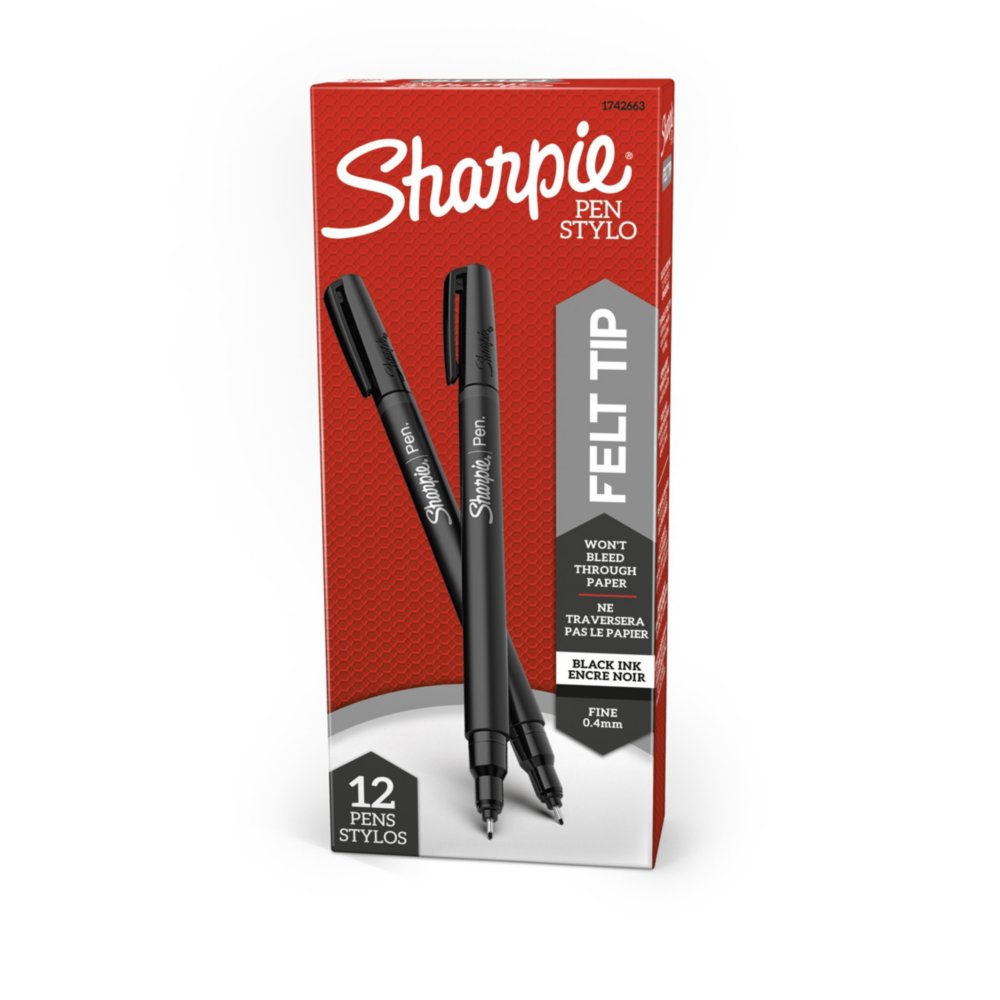 Sharpie® Porous Art Pens, Fine Point, 0.4 mm, Black Barrel, Assorted Ink  Colors, Pack Of 24