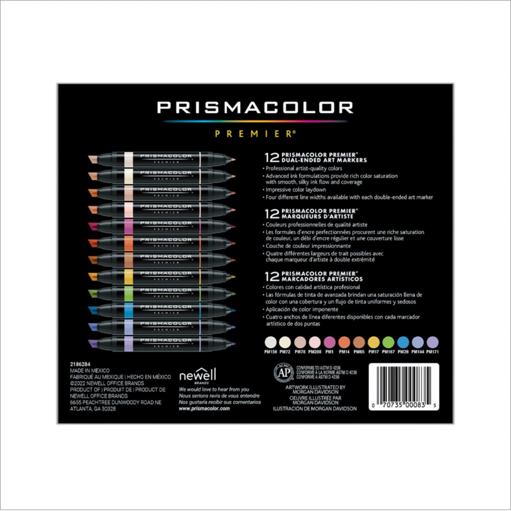 PRISMACOLOR DUAL ENDED MARKERS - CHISEL/FINE TIP or BRUSH/FINE TIP