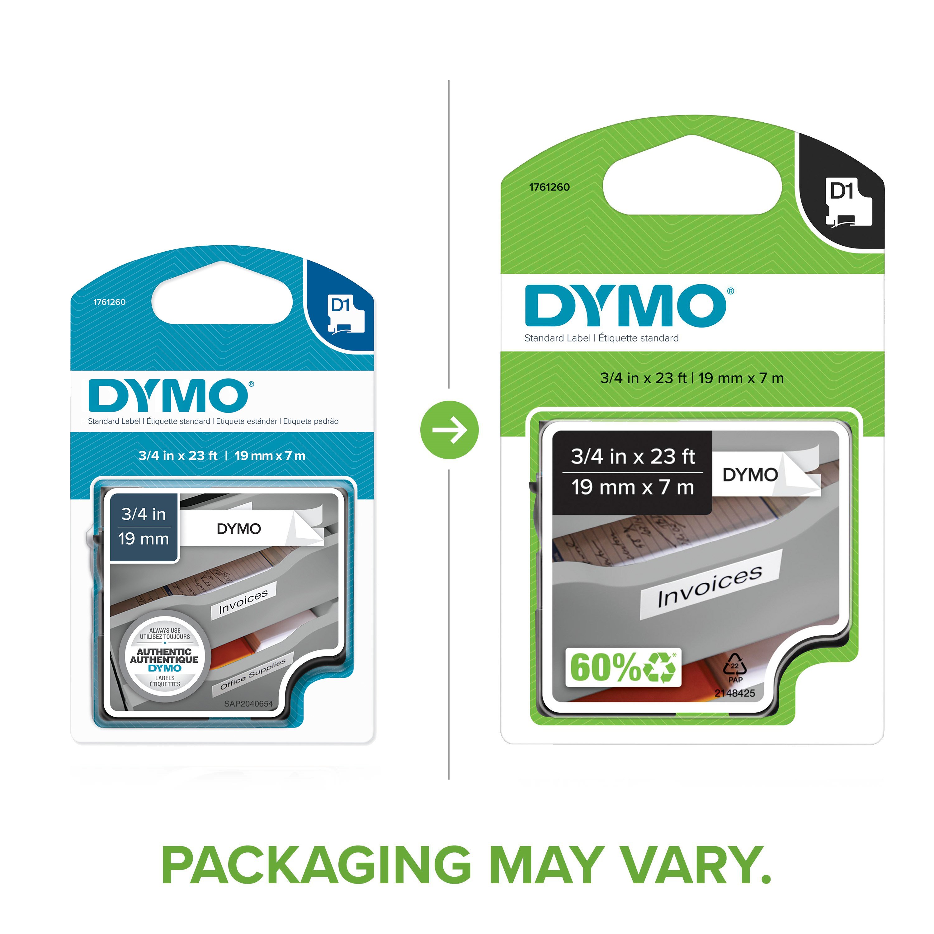 Black on White Label Tape Compatible for DYMO D1 45803 S0720830 19mm by  P-Dymo : : Office Products