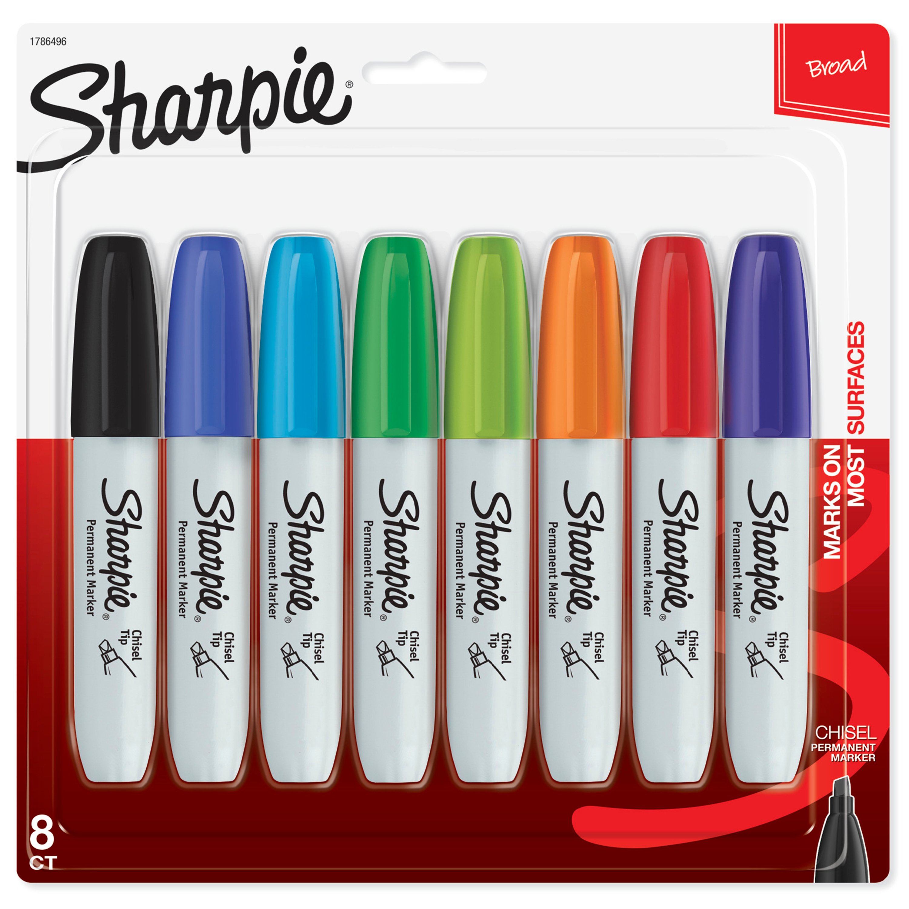 12 Sharpie Large Broad Permanent Black Markers, Chisel Tip for