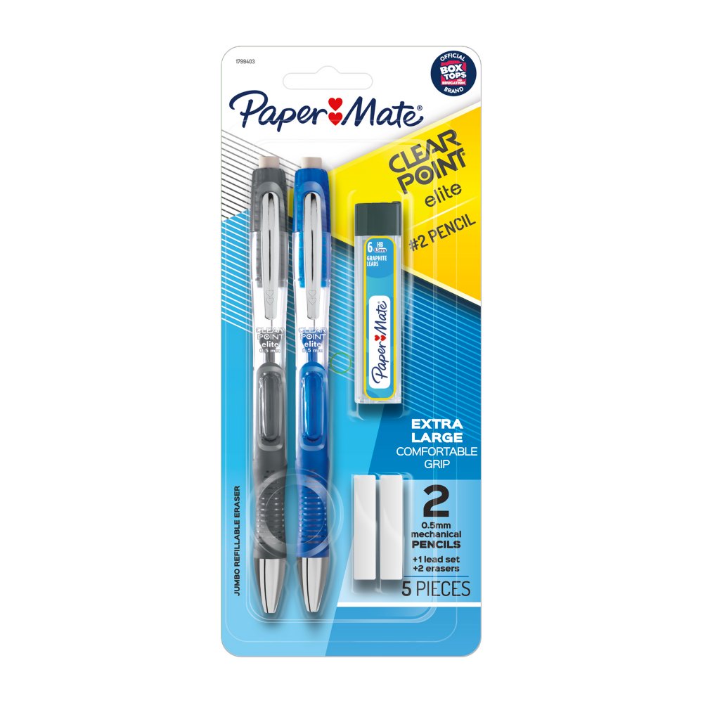 HB #2 with lead and eraser 4 Count Assorted Colors Paper Mate Comfort Mate Ultra Mechanical Pencil Set 0.5mm 
