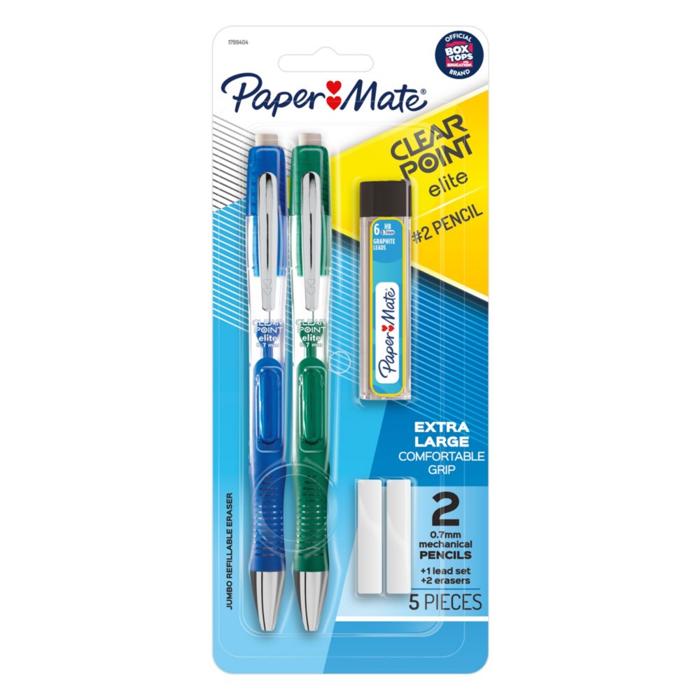 Quick Click Pop 0.7mm Pencil 4 Pack Assorted Color Set with Lead and 2 Eraser Refills