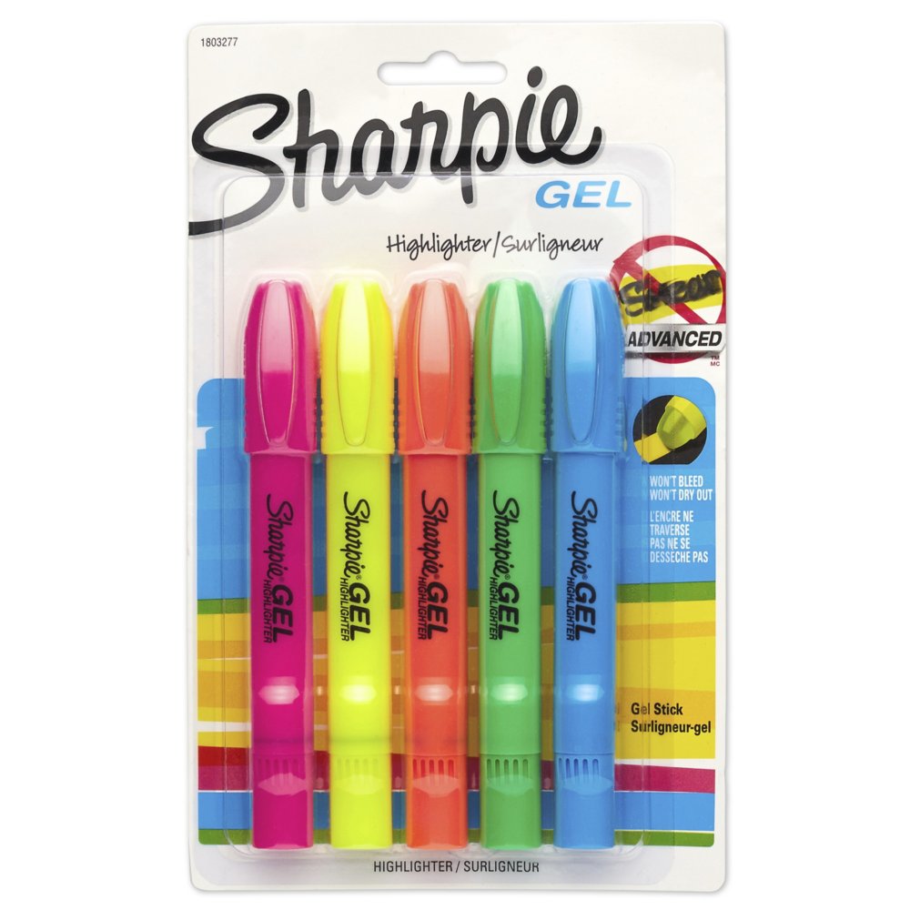 Sharpie Gel Highlighters, Fluorescent Yellow, School Supplies
