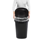 rubbermaid 13 gallon touch top trash can with liner lock lid open front view image number 5