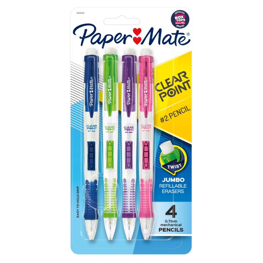 Paper Mate Clear Point 3pk #2 Mechanical Pencils With Eraser & Refill 0.7mm  Assorted Colors : Target