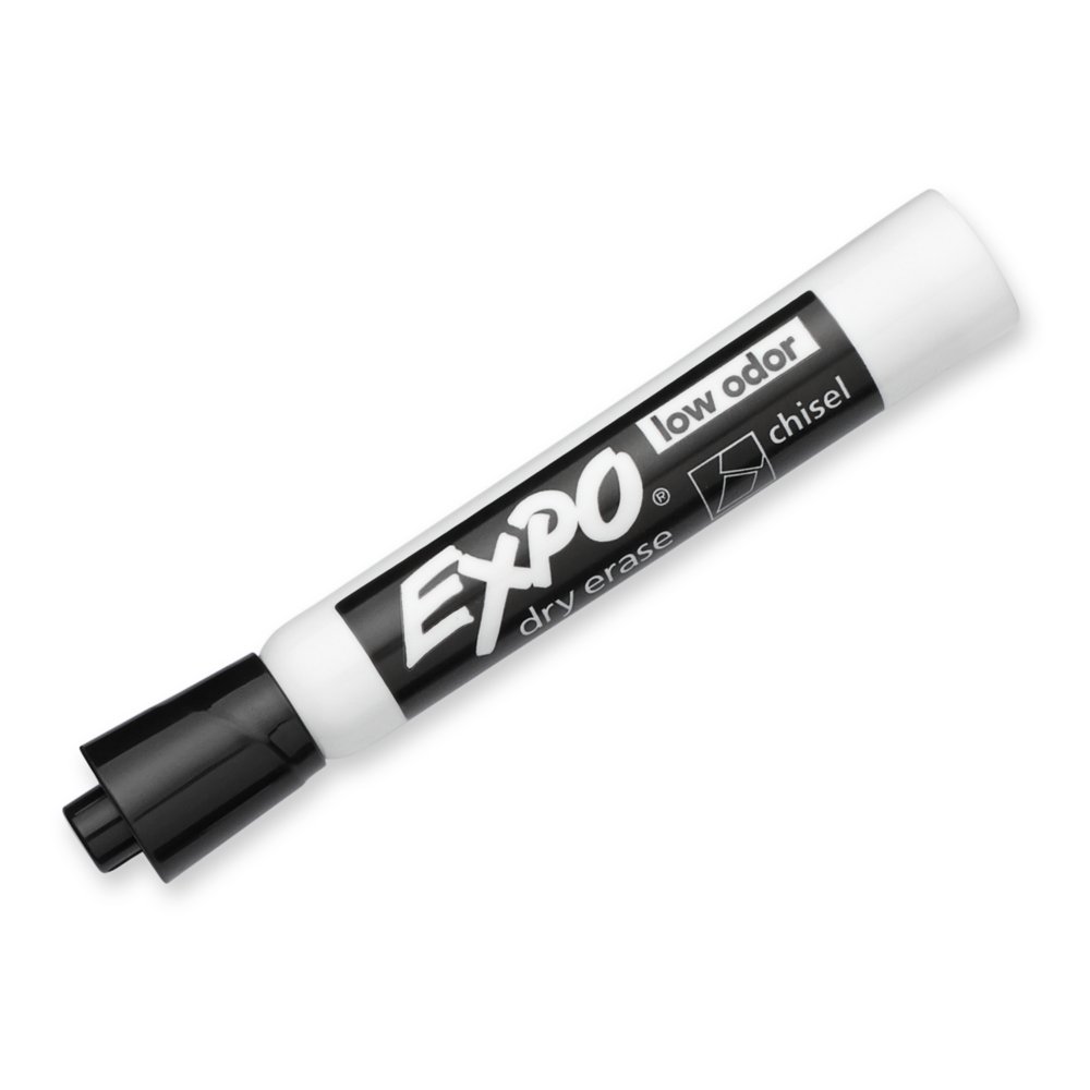 Expo Low Odor Markers - Chisel Marker Point Style - Red, Brown, Orange,  Yellow, Green, Blue, Pink, Black - 12 / Set - Thomas Business Center Inc