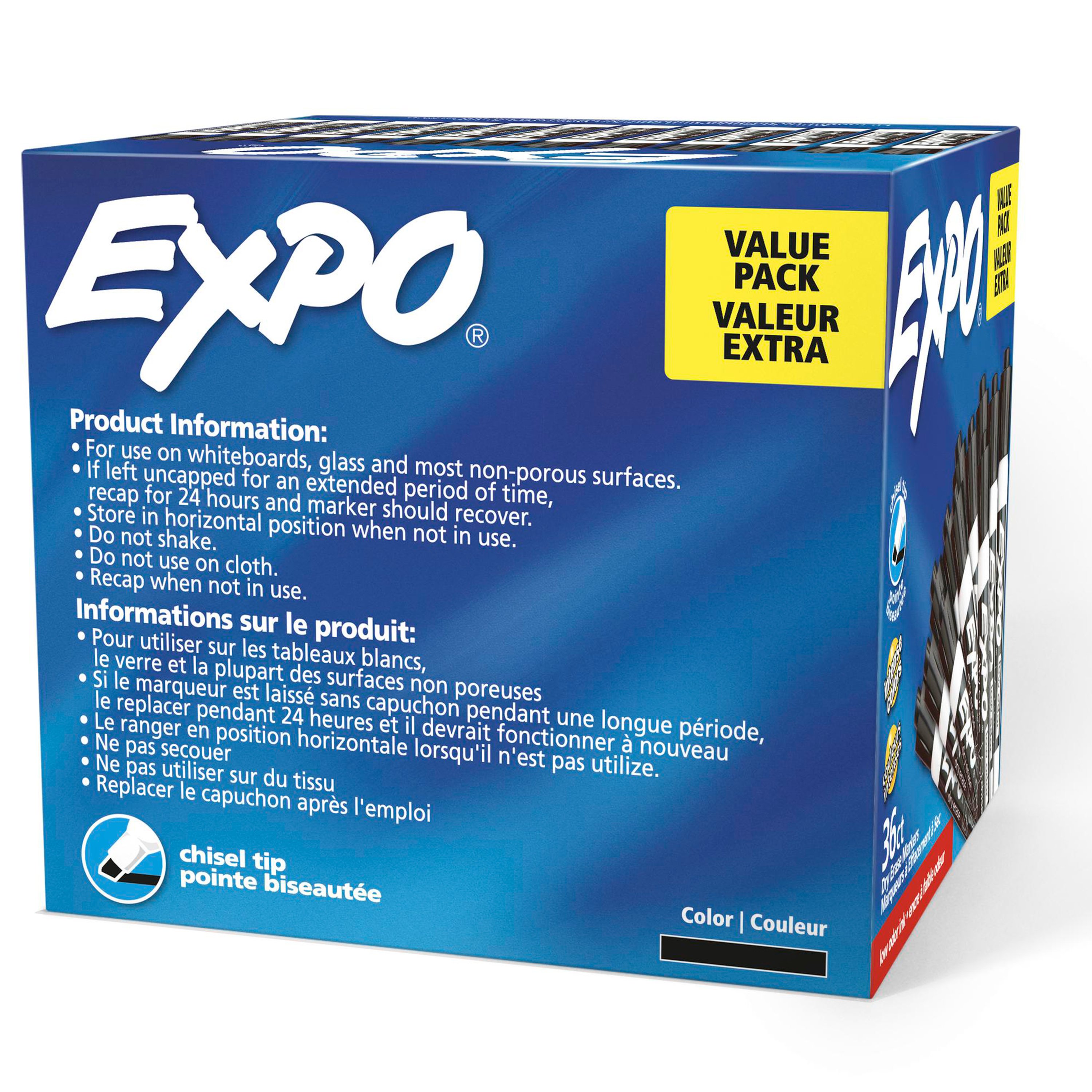 ExpoaDryaEraseaMarkersaBlack EXPO Black Dry Erase Markers, 8 Count Pack,  Chisel Tip (Low-Odor)
