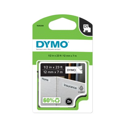 24mm X 7m 3X COMPATIBLE DYMO D1 SERIES STANDARD LABELLING TAPES BLACK ON WHITE 53714 