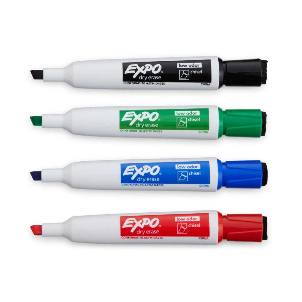 Expo® Magnetic Dry Erase Markers with Eraser, Chisel Tip