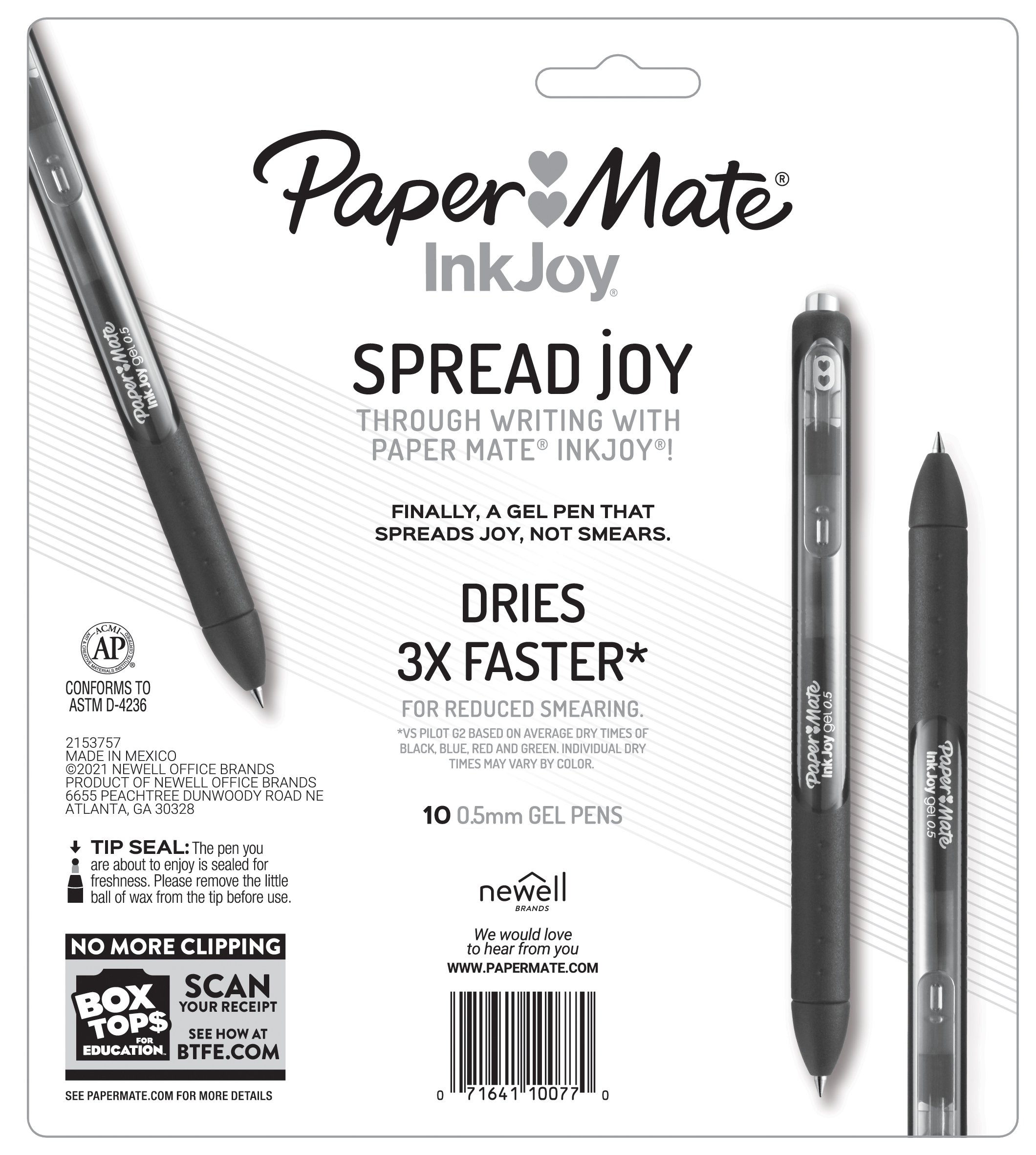 Paper Mate® InkJoy Retractable Gel Pens, Fine Point, 0.5 mm, Assorted Colors,  Pack Of 14 Pens - Zerbee